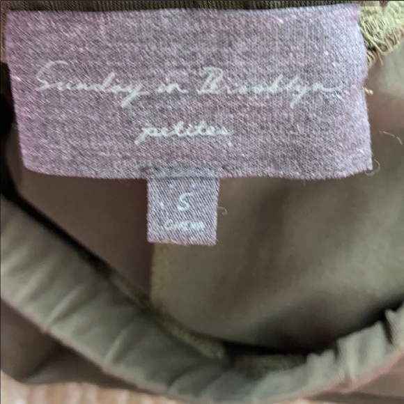 ANTHROPOLOGIE Sunday in Brooklyn Olive Off Shoulder Dress Casual Tie Waist SP - Picture 6 of 8